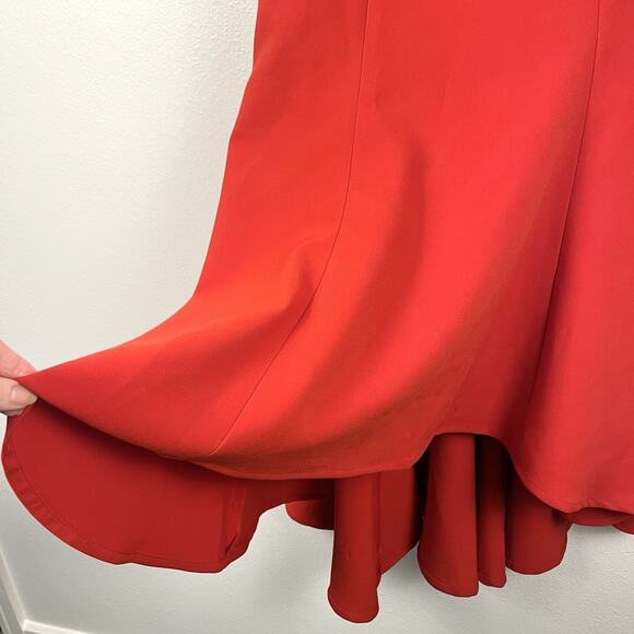 Likely Size 4 Red Flutter Sleeve Sweetheart High-Low Sunset Cocktail Dress Gown - Picture 4 of 7